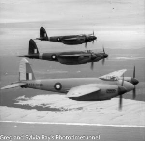Mosquito aircraft photographed over the Newcastle area during World War 2.