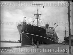 Ship Barrabool loading wool at Newcastle, NSW, October 1935.