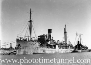Ship Pulginbar in Newcastle Harbour, NSW, January 13, 1949.