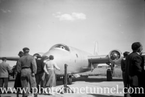 Canberra bomber at an air show at RAAF Williamtown fighter base, near Newcastle, NSW, in the early 1960s.