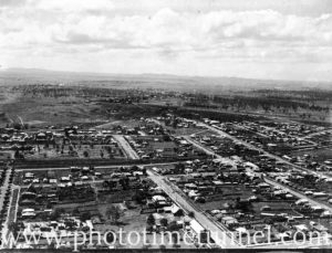 Aerial view of a portion of East Maitland, NSW, circa 1940s.