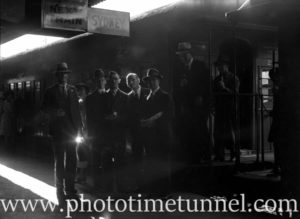 Returned servicemen at Newcastle Railway Station, NSW, April 23, 1938. (1)