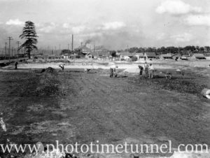 Preparation of Stewarts and Lloyds oval, Mayfield, NSW, circa 1946. (1)