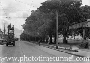 Tramways trolley-wire truck at Maitland Road, Islington, NSW, March 9, 1939.