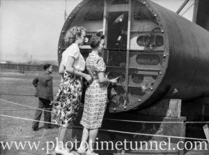 Girls inspecting Japanese mini-submarine at Newcastle, NSW, October 5, 1942. (2)