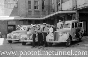 Ambulances at Newcastle Hospital, October 19, 1945.