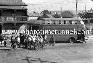 Double-decker bus in an accident with a car, Newcastle, NSW, March 17, 1939. (2)
