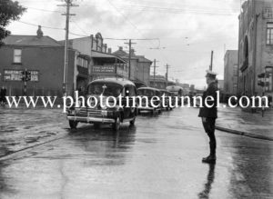 Funeral procession for Thomas “Bondy” Hoare, former president of the Northern NSW Miners Federation, in Union Street, Newcastle, NSW, June 23, 1942.