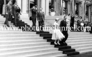 Queen Elizabeth II and Prince Philip at BHP steelworks, Newcastle, NSW, February 9, 1954. (4)