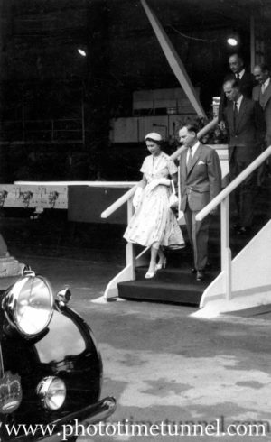 Queen Elizabeth II and Prince Philip at BHP steelworks, Newcastle, NSW, February 9, 1954. (7)