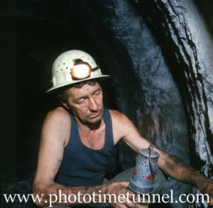 Miner at BHP’s John Darling Colliery, Belmont, NSW, 1970s.
