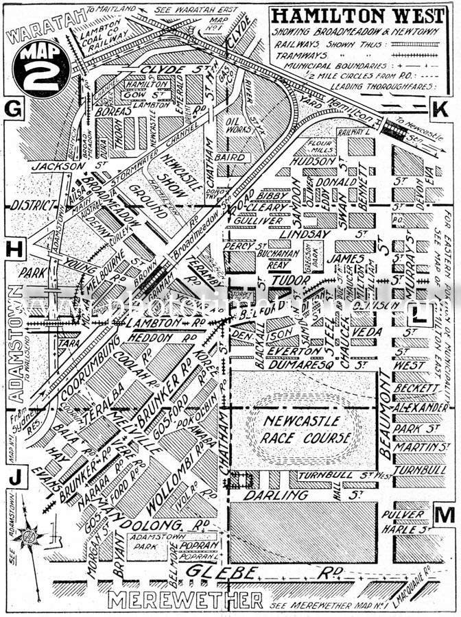 Vintage street directory map of Broadmeadow, Newcastle, NSW, circa ...