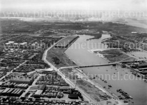Aerial view of Wickham, Maryville and part of Carrington, Newcastle, NSW, circa 1940s.