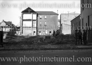 Earthworks on the site of the Great Northern Hotel, corner of Scott and Watt Streets, Newcastle, NSW, September 10, 1936. (2)