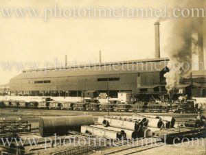 Eighteen inch rolling mill at BHP Steelworks, Newcastle, NSW, March 29, 1930.