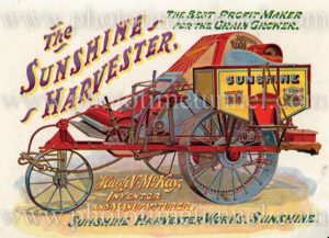 Sunshine Harvester, vintage Australian advertisement, circa 1909.
