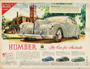 Humber, vintage 1950 car advertisement.
