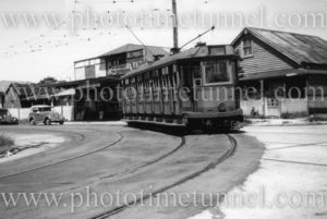 Tram at Ridge Street, Merewether (Newcastle, NSW), February 25, 1950.