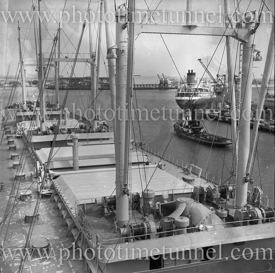 View of the export grain terminal in Newcastle Harbour (NSW) from the wheat carrier Rythme in 1967. (2)