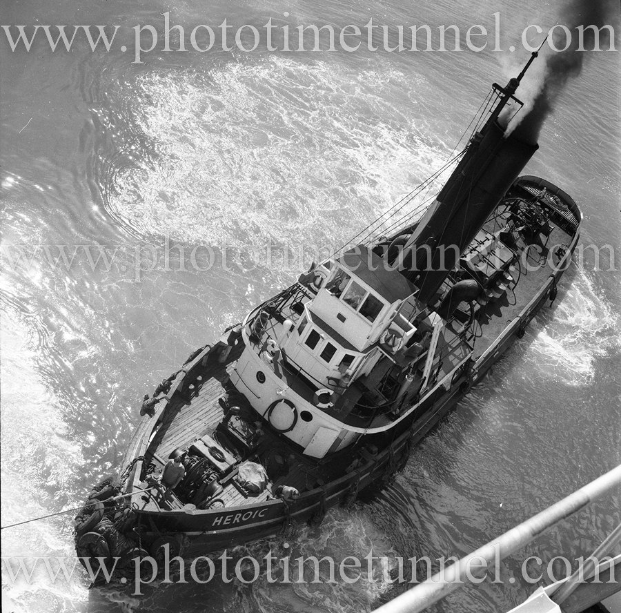 Tug Heroic viewed from the deck of wheat carrier Rythme in Newcastle Harbour (NSW) in 1967.