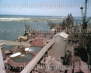 Elevated view of part of BHP steelworks, Newcastle, NSW, circa 1960.