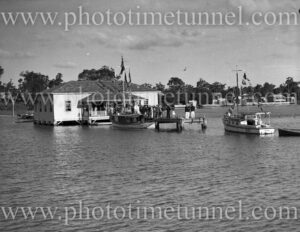 Clubhouse and jetty at season opening of Lake Macquarie Yacht Club, October 19, 1935. (2)