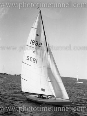 Yacht participating in Lake Macquarie Yacht Club’s Easter Regatta, April 18, 1960.
