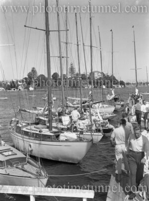 Yachts participating in Lake Macquarie Yacht Club’s Easter Regatta, April 18, 1960.