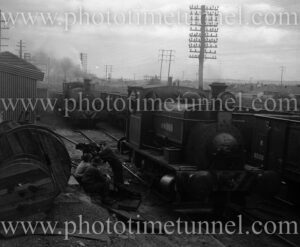 Minerva, industrial locomotive at Comsteel, Newcastle, NSW, September 15, 1959. (2)