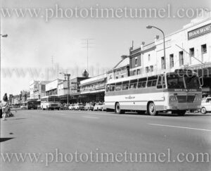 Bus in Hunter Street, Newcastle, NSW, September 7, 1968.