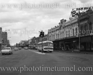 Taree bus in Hunter Street, Newcastle, NSW, September 8, 1968.