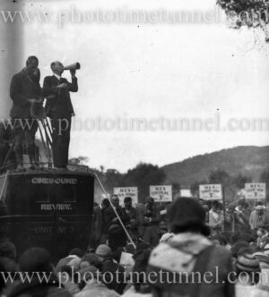 Cinesound news team on the job with their van, circa 1930s. (2)