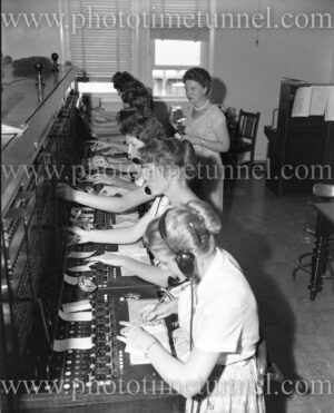 Telephone switchboard operators, Newcastle Post Office, NSW, December 27, 1959.