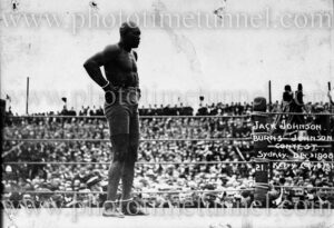 Tommy Burns and Jack Johnson prize fight, Sydney, December 1908. (3)